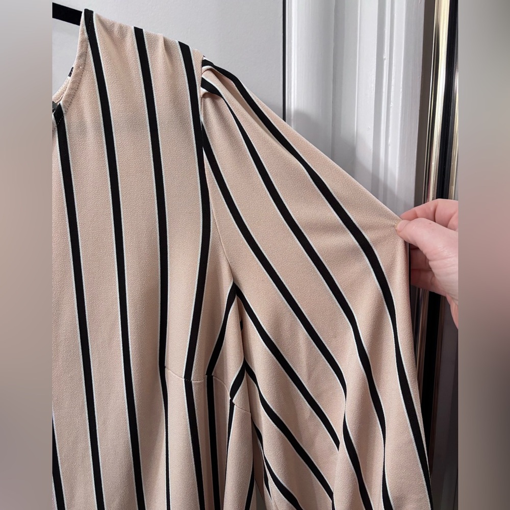 Adrianna Papell Tan and Black Striped Blouse - Picture 3 of 5
